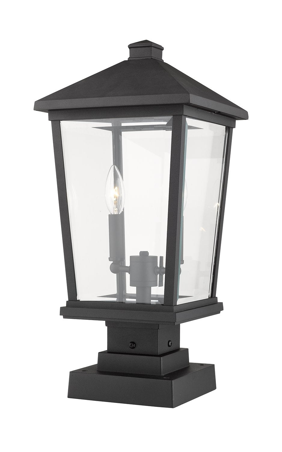 Z-LITE BEACON 2 LIGHT OUTDOOR PIER MOUNTED FIXTURE | 568PHBS-SQPM-BK - Post
