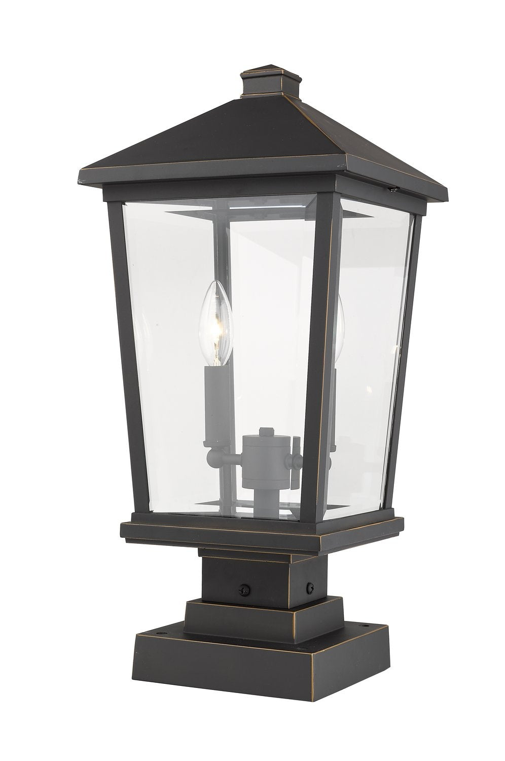 Z-LITE BEACON 2 LIGHT OUTDOOR PIER MOUNTED FIXTURE | 568PHBS-SQPM-ORB - Post