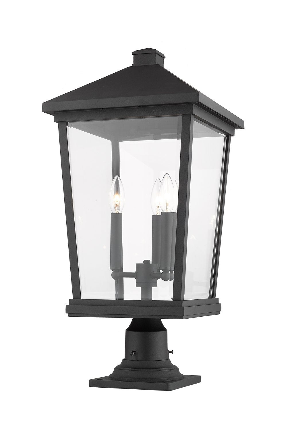 Z-LITE BEACON 3 LIGHT OUTDOOR PIER MOUNTED FIXTURE | 568PHXLR-533PM-BK - Post