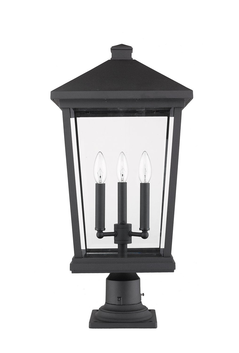 Z-LITE BEACON 3 LIGHT OUTDOOR PIER MOUNTED FIXTURE | 568PHXLR-533PM-BK - Post