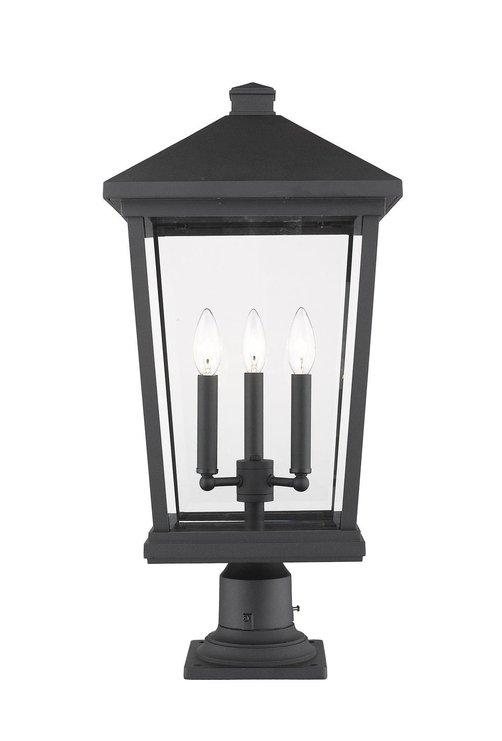 Z-LITE BEACON 3 LIGHT OUTDOOR PIER MOUNTED FIXTURE | 568PHXLR-533PM-BK - Post