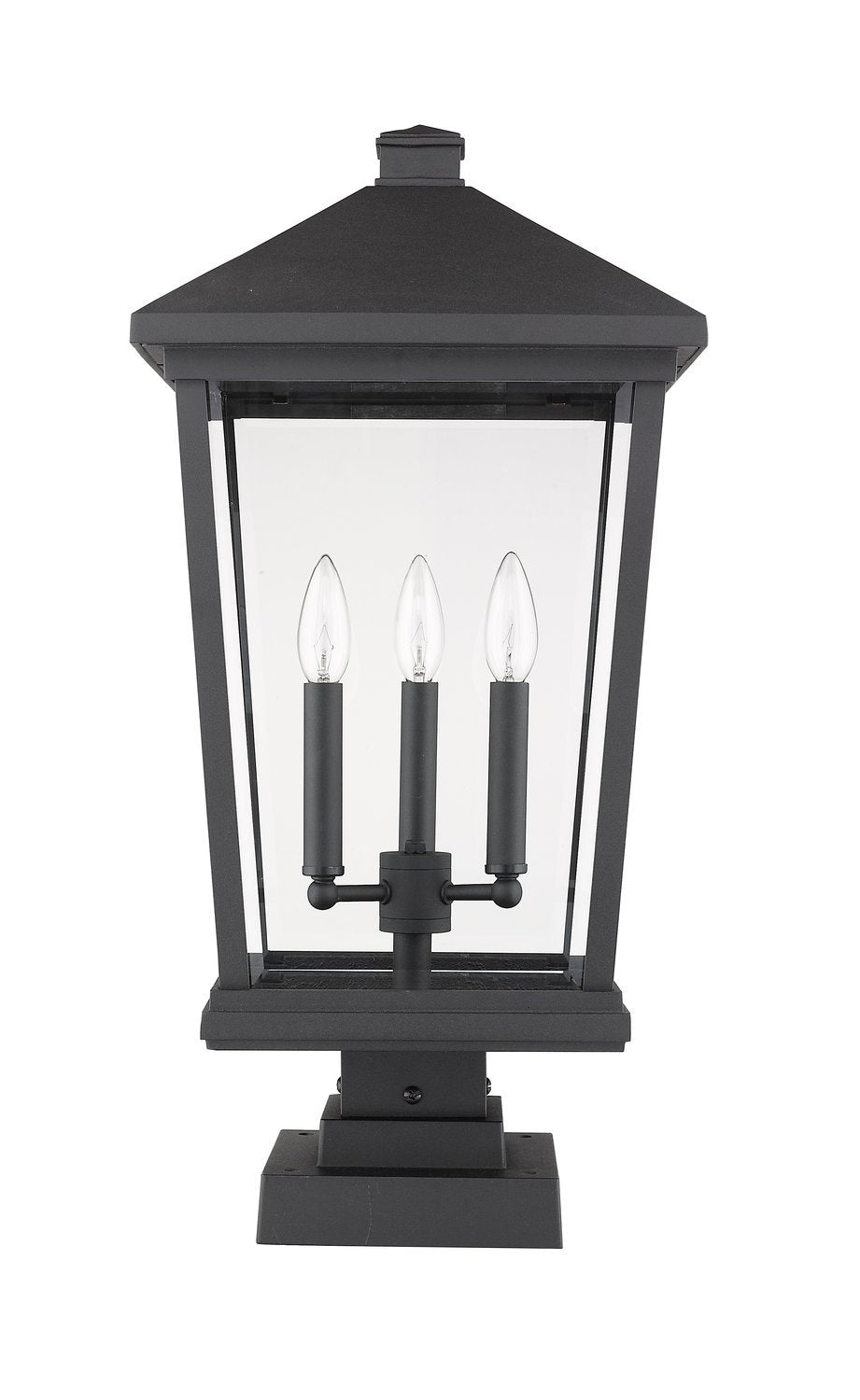 Z-LITE BEACON 3 LIGHT OUTDOOR PIER MOUNTED FIXTURE | 568PHXLS-SQPM-BK - Post