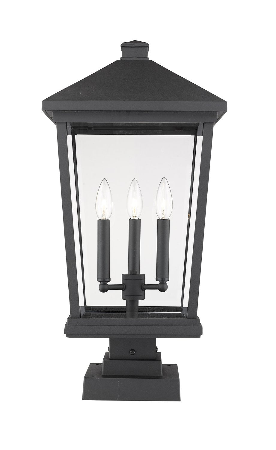 Z-LITE BEACON 3 LIGHT OUTDOOR PIER MOUNTED FIXTURE | 568PHXLS-SQPM-BK - Post