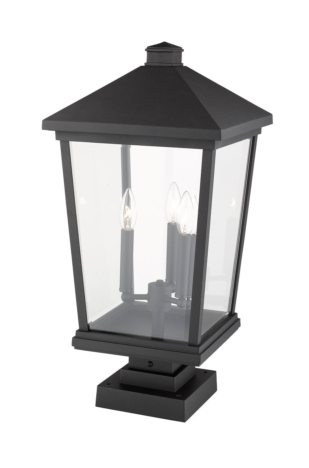 Z-LITE BEACON 3 LIGHT OUTDOOR PIER MOUNTED FIXTURE | 568PHXLS-SQPM-BK - Post
