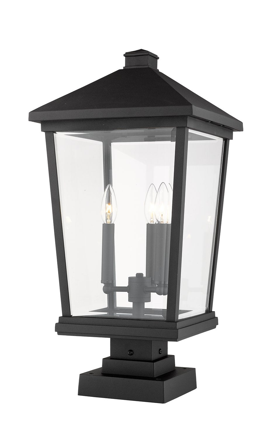Z-LITE BEACON 3 LIGHT OUTDOOR PIER MOUNTED FIXTURE | 568PHXLS-SQPM-BK - Post
