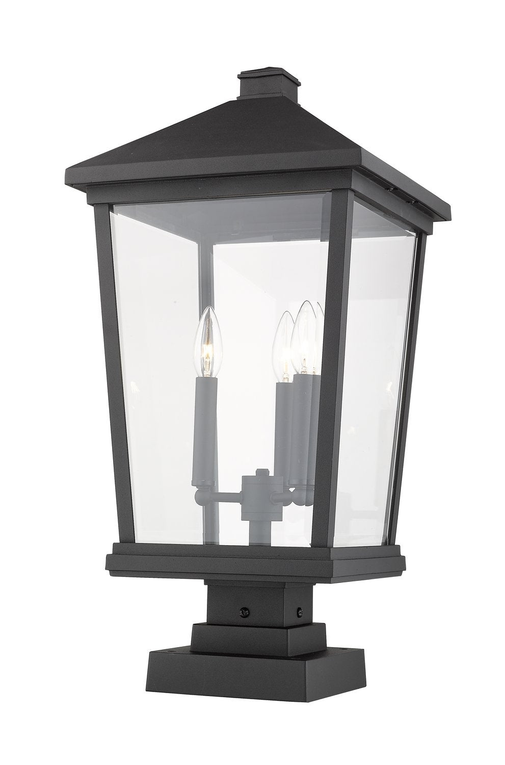 Z-LITE BEACON 3 LIGHT OUTDOOR PIER MOUNTED FIXTURE | 568PHXLS-SQPM-BK - Post
