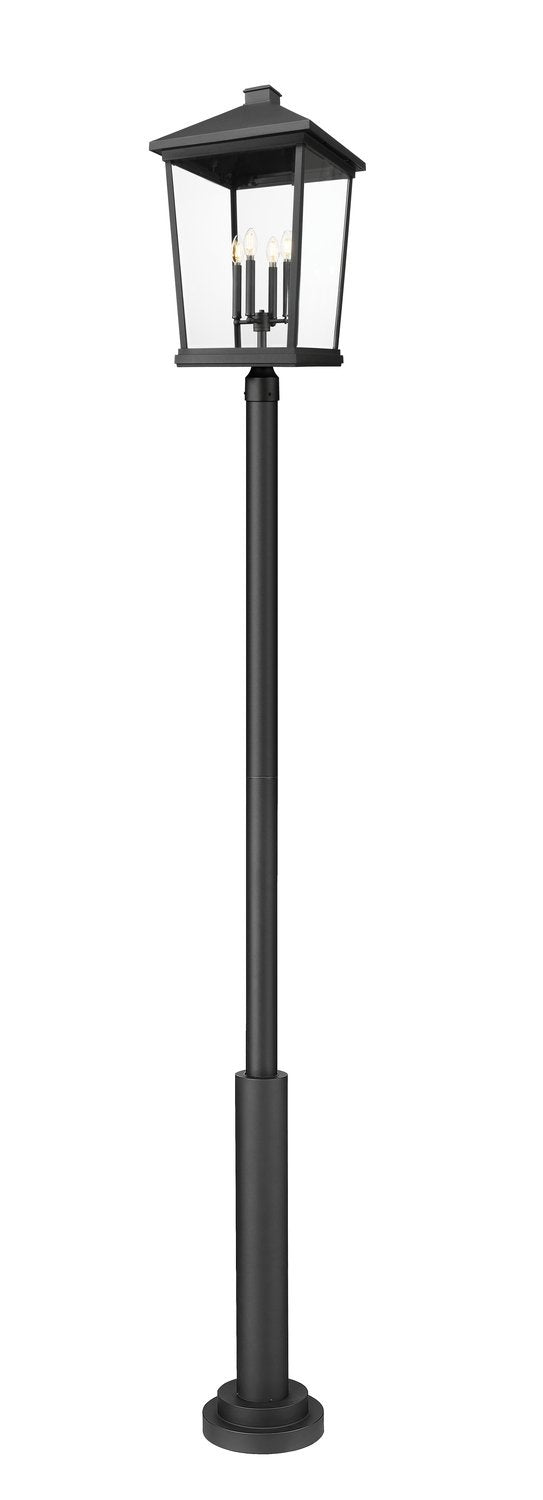 Z-LITE BEACON 4 LIGHT OUTDOOR POST MOUNT FIXTURE | 568PHXXLR-5010P-BK - Post