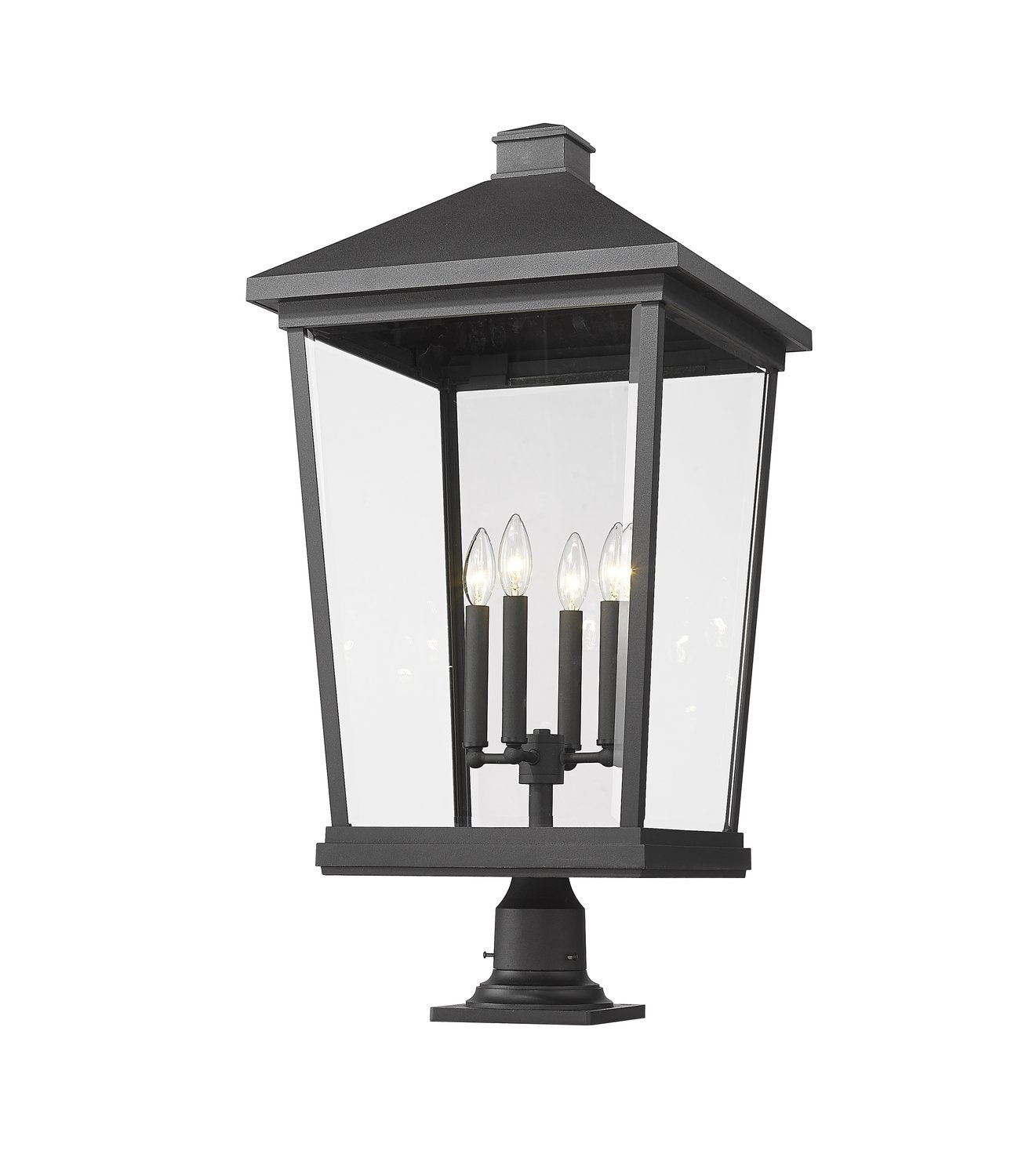 Z-LITE BEACON 4 LIGHT OUTDOOR PIER MOUNTED FIXTURE | 568PHXXLR-533PM-BK - Post