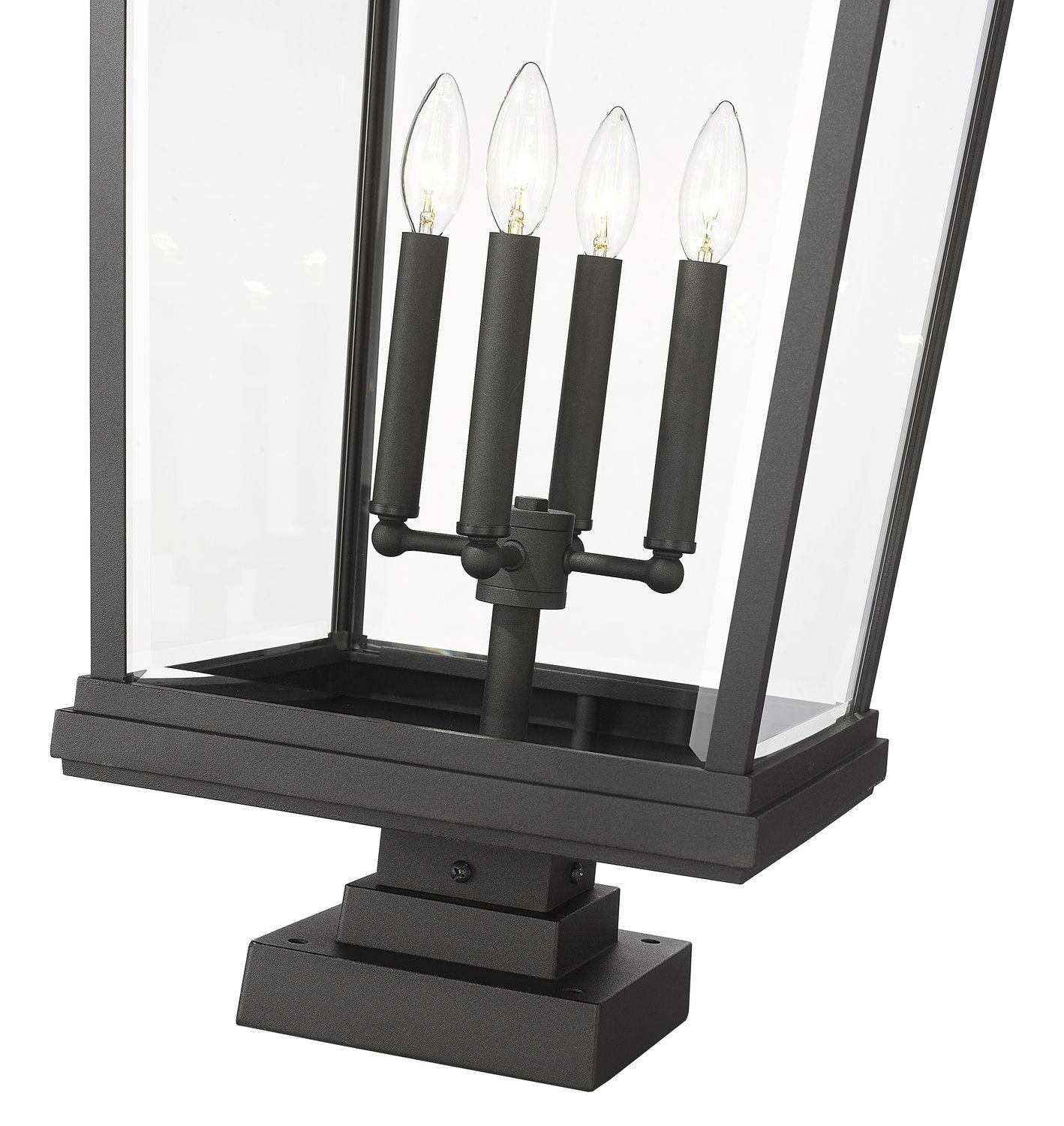 Z-LITE BEACON 4 LIGHT OUTDOOR PIER MOUNTED FIXTURE | 568PHXXLS-SQPM-BK - Post