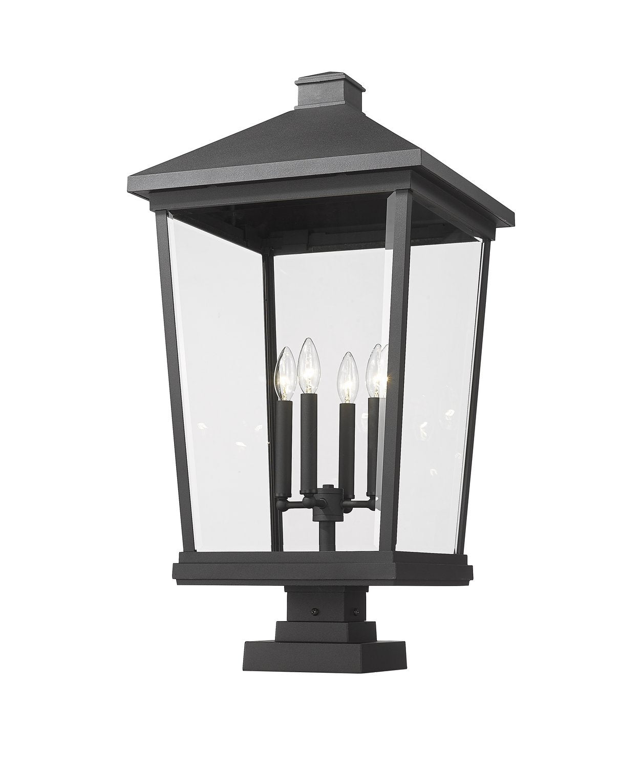 Z-LITE BEACON 4 LIGHT OUTDOOR PIER MOUNTED FIXTURE | 568PHXXLS-SQPM-BK - Post