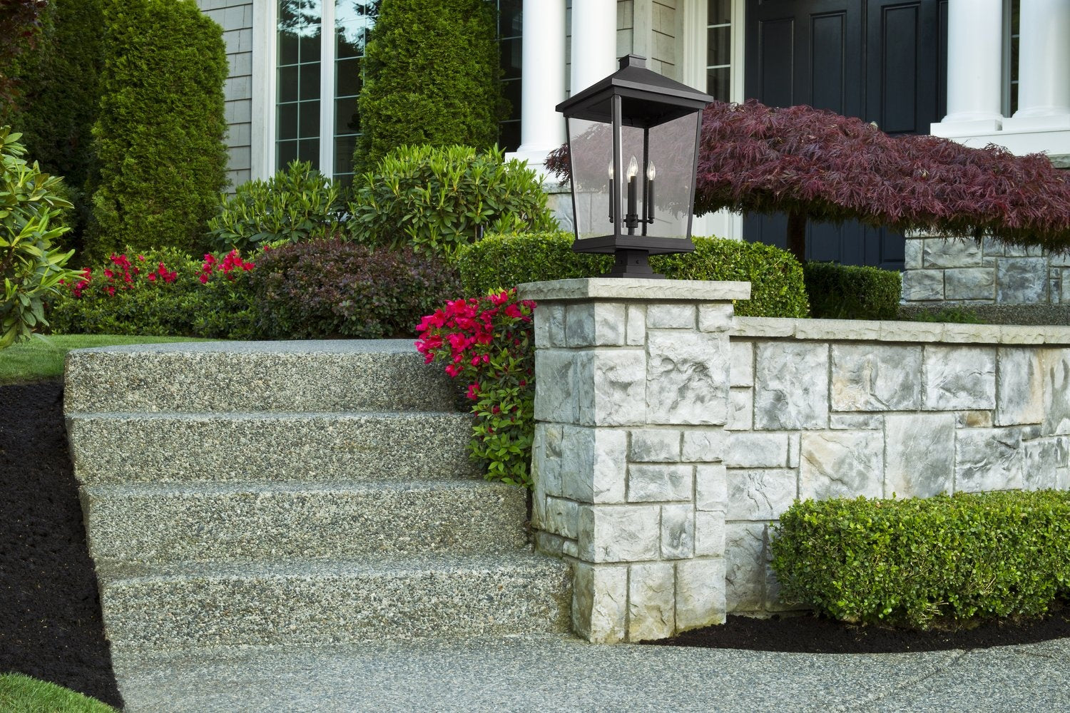 Z-LITE BEACON 4 LIGHT OUTDOOR PIER MOUNTED FIXTURE | 568PHXXLS-SQPM-BK - Post