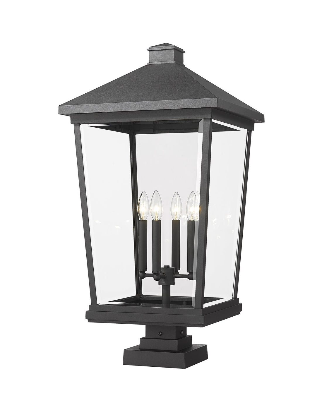 Z-LITE BEACON 4 LIGHT OUTDOOR PIER MOUNTED FIXTURE | 568PHXXLS-SQPM-BK - Post