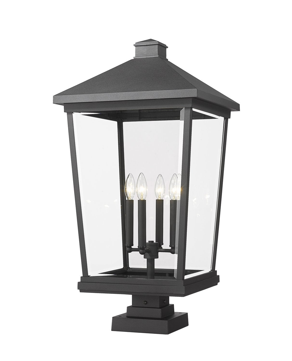 Z-LITE BEACON 4 LIGHT OUTDOOR PIER MOUNTED FIXTURE | 568PHXXLS-SQPM-BK - Post