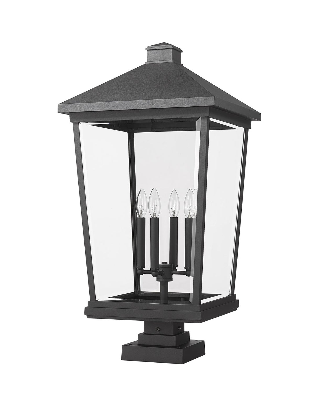 Z-LITE BEACON 4 LIGHT OUTDOOR PIER MOUNTED FIXTURE | 568PHXXLS-SQPM-BK - Post