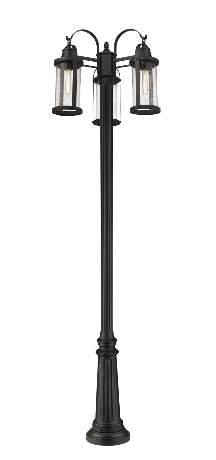 Z-LITE ROUNDHOUSE OUTDOOR POST MOUNTED FIXTURE | 569MP3-511P-BK - Post