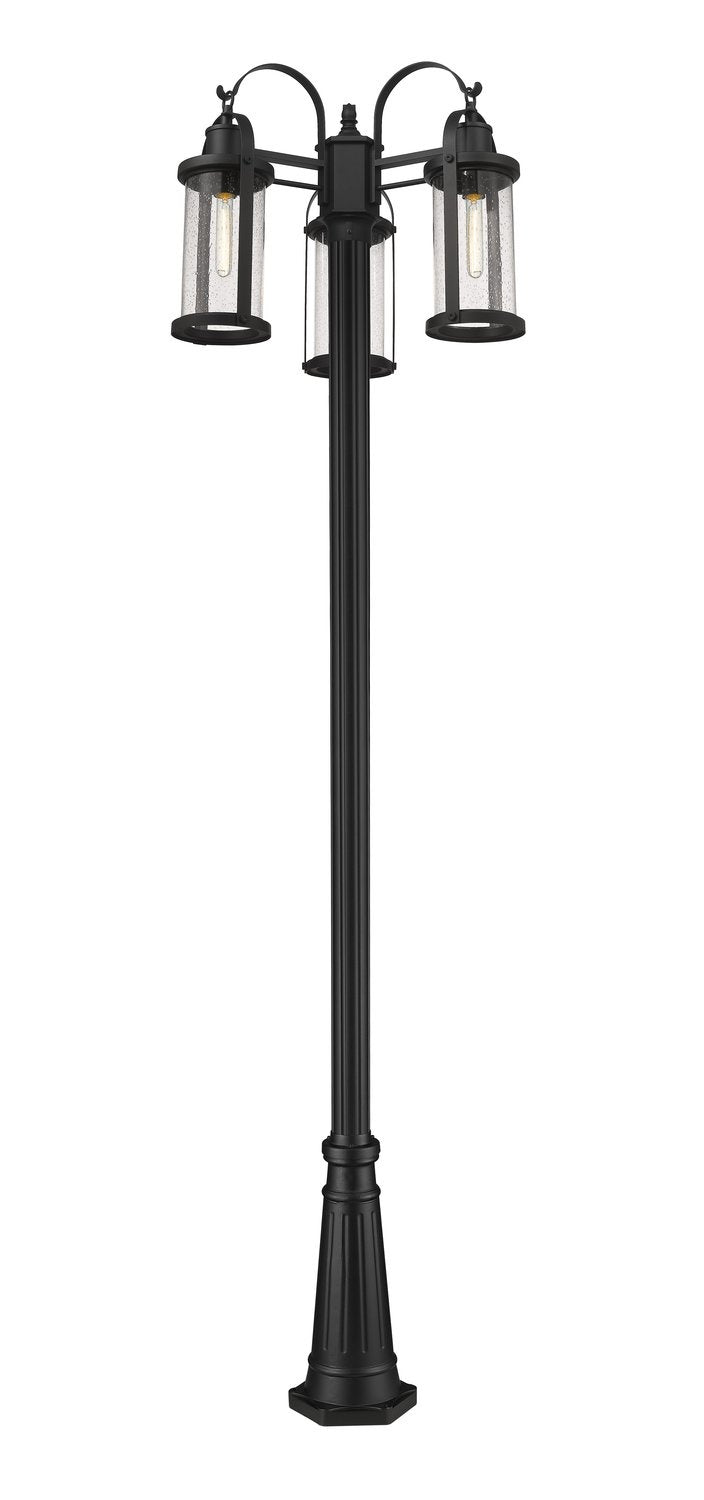 Z-LITE ROUNDHOUSE OUTDOOR POST MOUNTED FIXTURE | 569MP3-519P-BK - Post