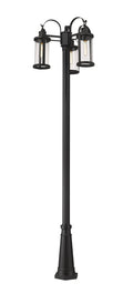 Z-LITE ROUNDHOUSE OUTDOOR POST MOUNTED FIXTURE | 569MP3-519P-BK - Post