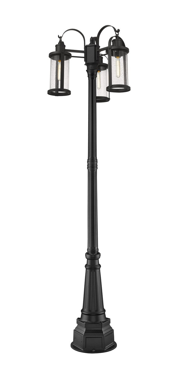 Z-LITE ROUNDHOUSE OUTDOOR POST MOUNTED FIXTURE | 569MP3-564P-BK - Post