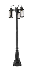 Z-LITE ROUNDHOUSE OUTDOOR POST MOUNTED FIXTURE | 569MP3-564P-BK - Post