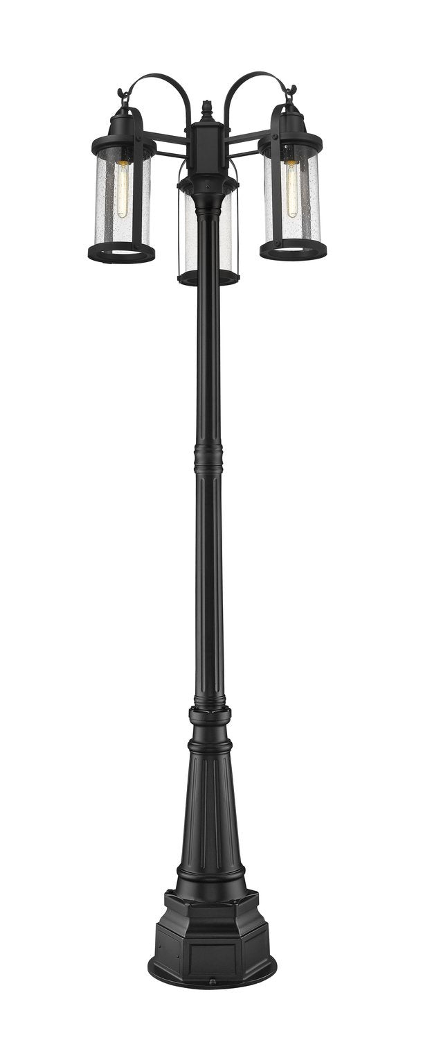 Z-LITE ROUNDHOUSE OUTDOOR POST MOUNTED FIXTURE | 569MP3-564P-BK - Post