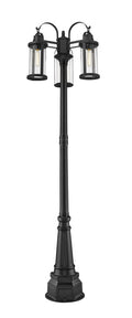 Z-LITE ROUNDHOUSE OUTDOOR POST MOUNTED FIXTURE | 569MP3-564P-BK - Post
