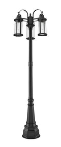 Z-LITE ROUNDHOUSE OUTDOOR POST MOUNTED FIXTURE | 569MP3-564P-BK - Post