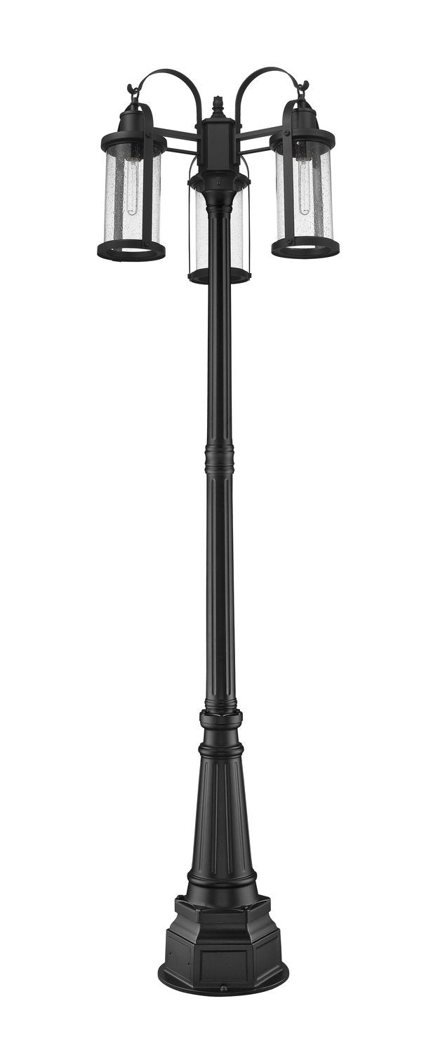 Z-LITE ROUNDHOUSE OUTDOOR POST MOUNTED FIXTURE | 569MP3-564P-BK - Post