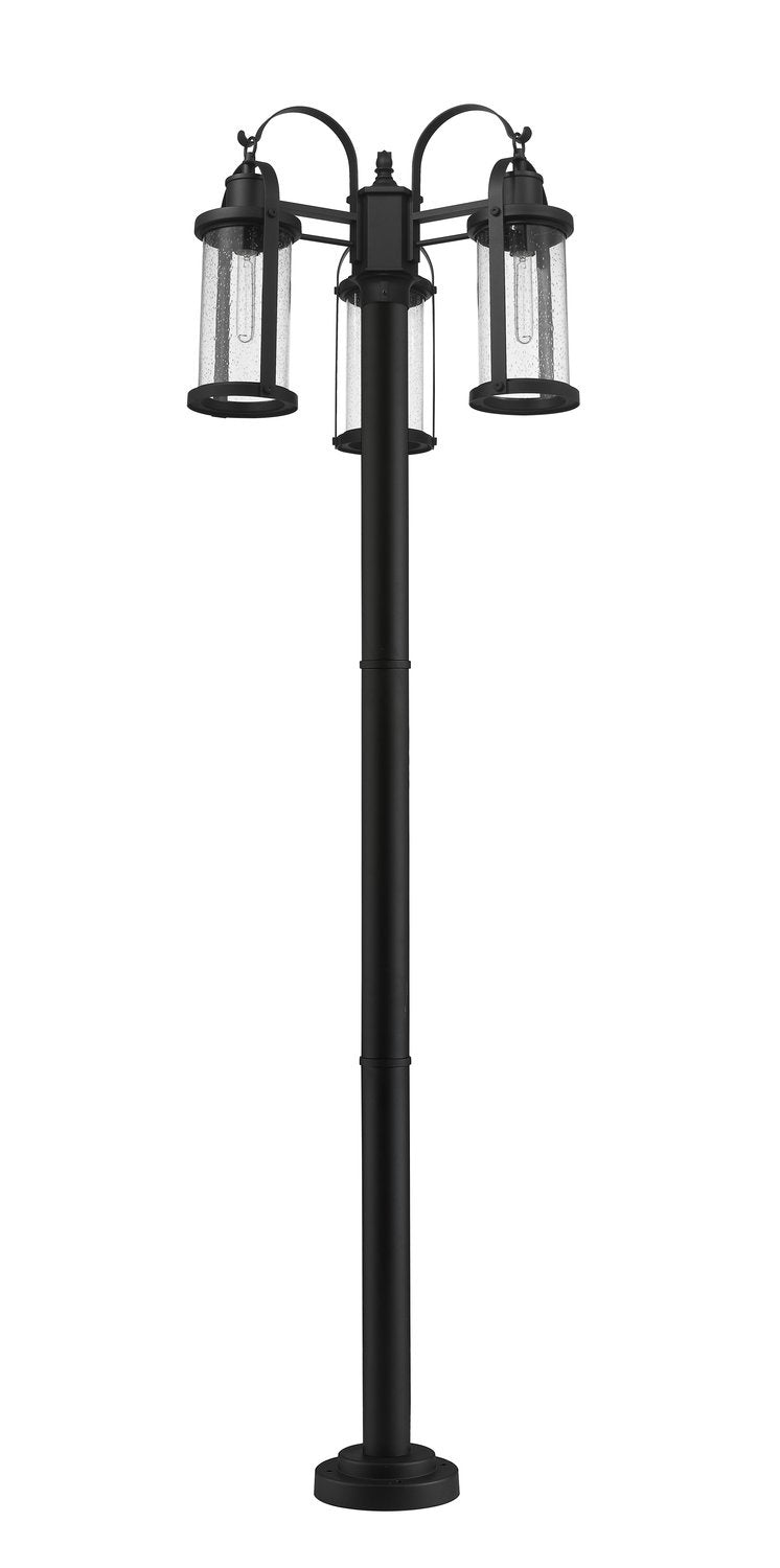 Z-LITE ROUNDHOUSE OUTDOOR POST MOUNTED FIXTURE | 569MP3-567P-BK - Post