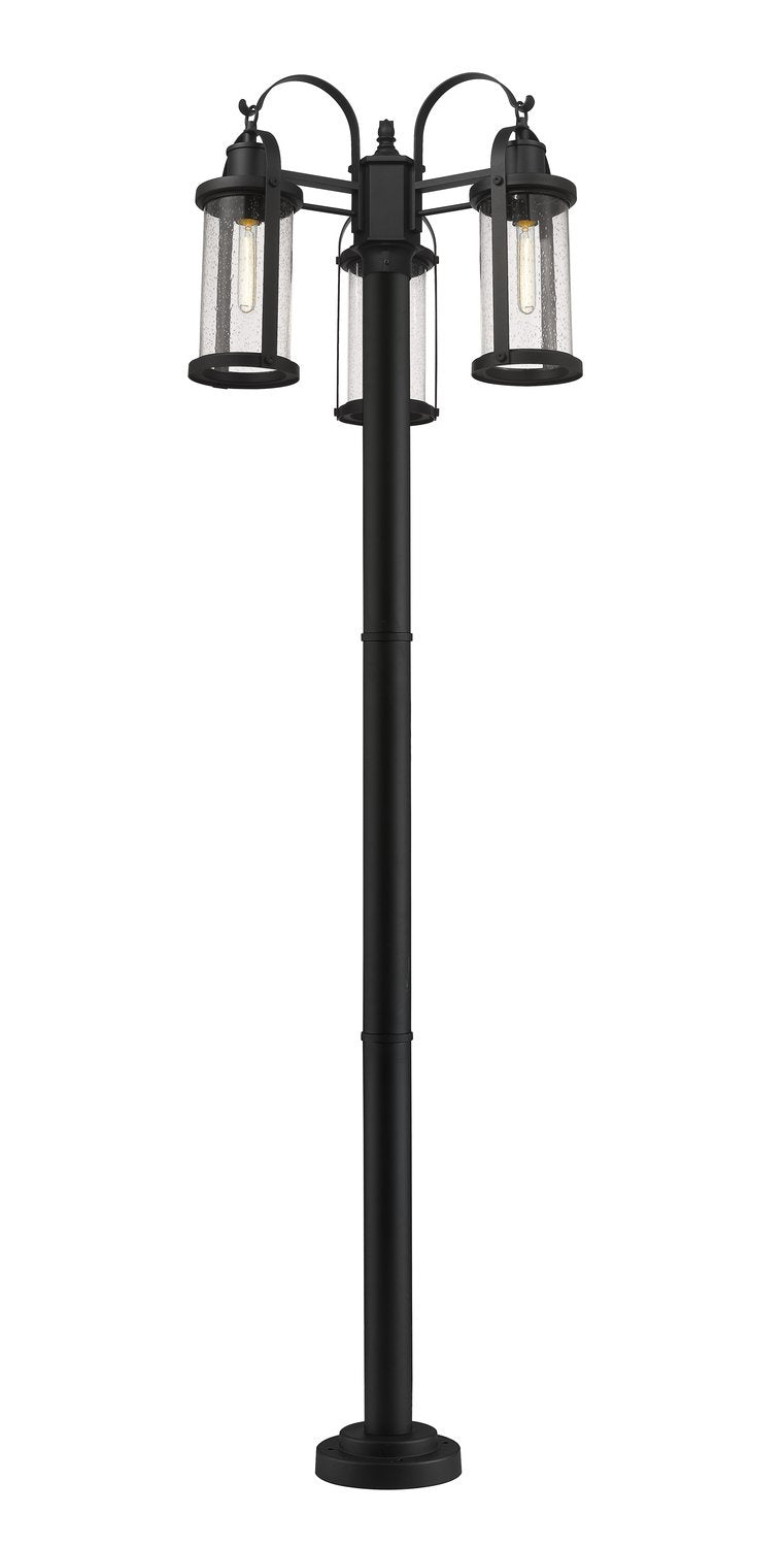 Z-LITE ROUNDHOUSE OUTDOOR POST MOUNTED FIXTURE | 569MP3-567P-BK - Post