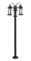 Z-LITE ROUNDHOUSE OUTDOOR POST MOUNTED FIXTURE | 569MP3-567P-BK - Post