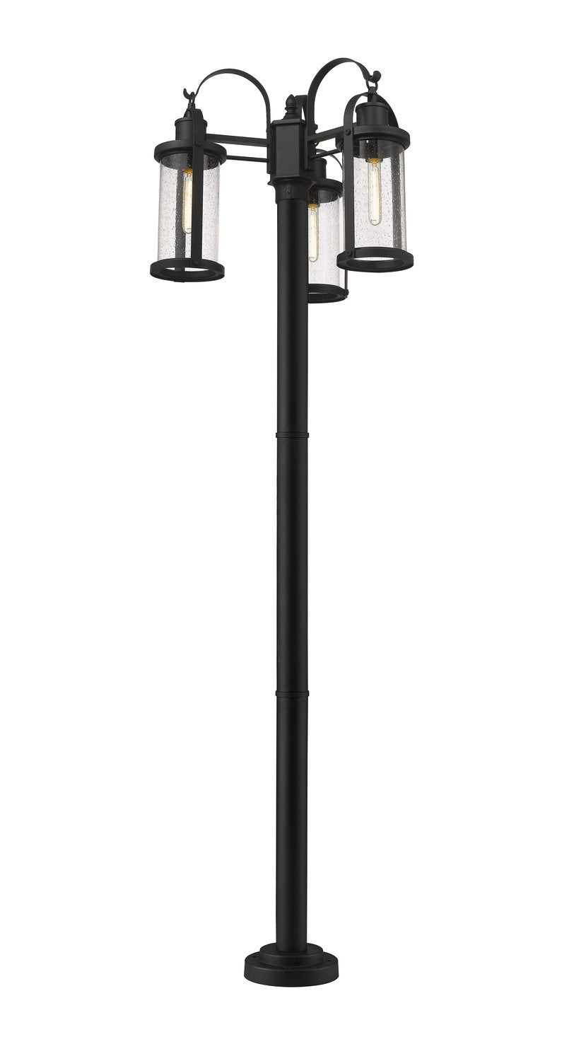 Z-LITE ROUNDHOUSE OUTDOOR POST MOUNTED FIXTURE | 569MP3-567P-BK - Post