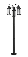 Z-LITE ROUNDHOUSE OUTDOOR POST MOUNTED FIXTURE | 569MP3-567P-BK - Post