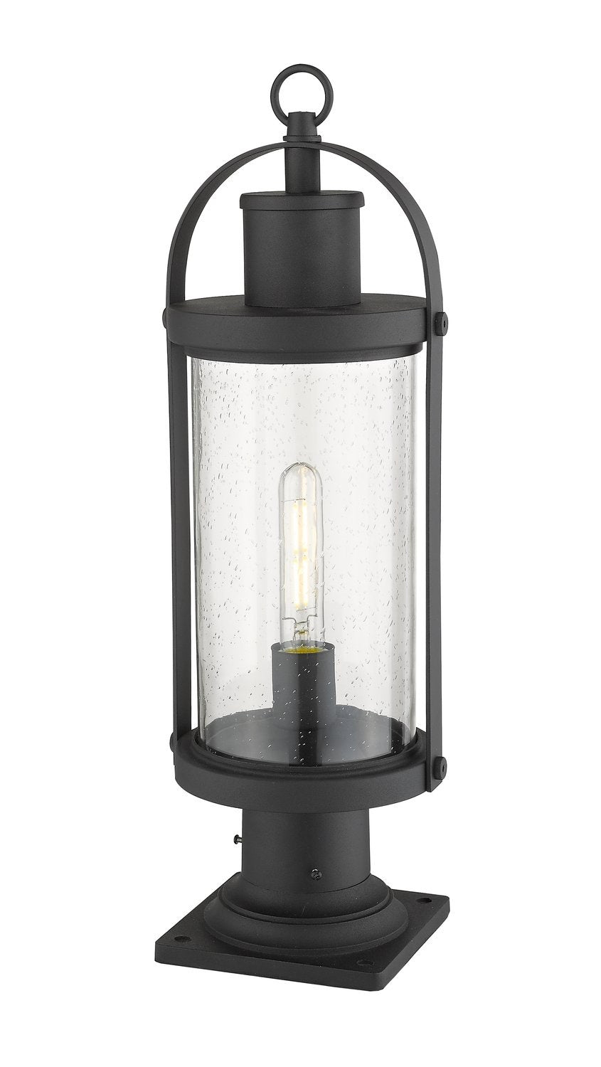 Z-LITE ROUNDHOUSE OUTDOOR PIER MOUNTED FIXTURE - 533PM | 569PHM-533PM-BK - Post