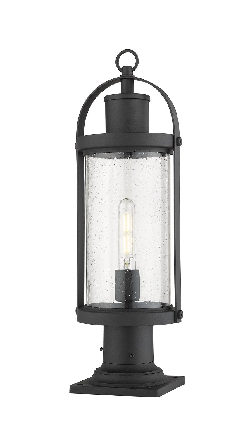 Z-LITE ROUNDHOUSE OUTDOOR PIER MOUNTED FIXTURE - 533PM | 569PHM-533PM-BK - Post