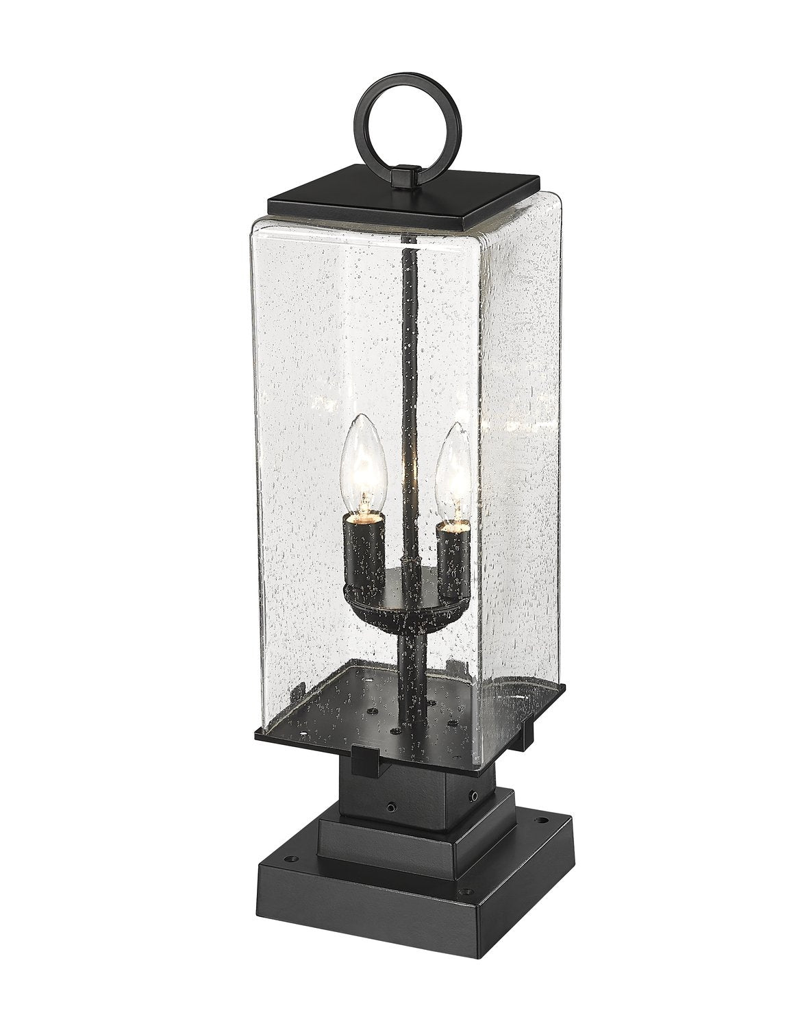 Z-LITE SANA 2 LIGHT OUTDOOR PIER MOUNTED FIXTURE | 592PHMS-SQPM-BK - Post