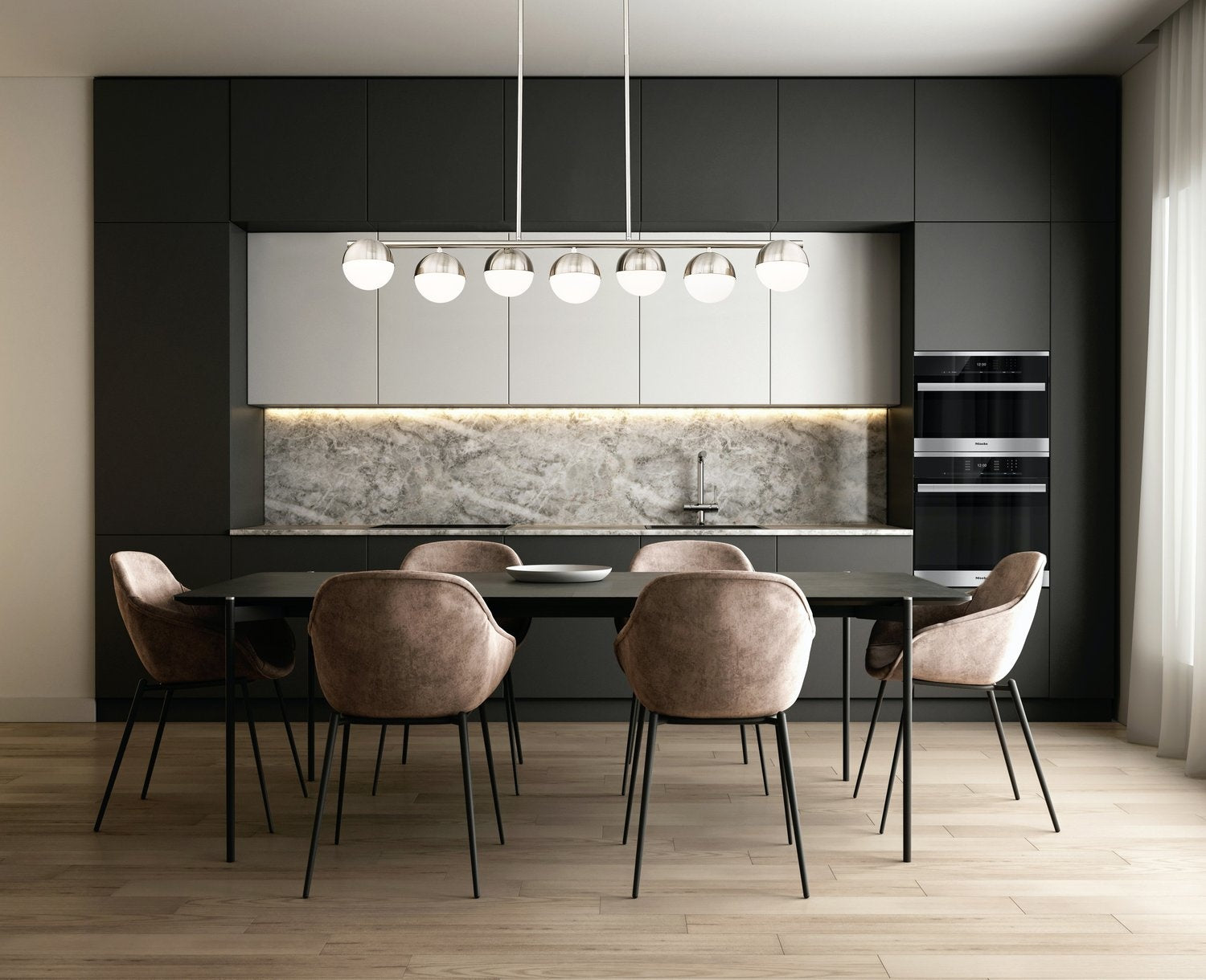 Z-LITE, REALM SPHERE LINEAR CHANDELIER, LINEAR LIGHT