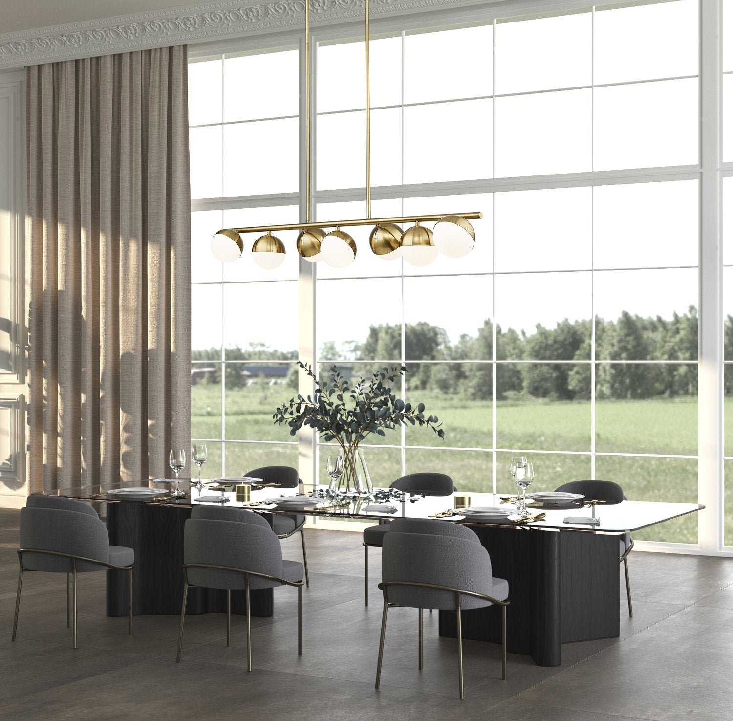 Z-LITE, REALM SPHERE LINEAR CHANDELIER, LINEAR LIGHT