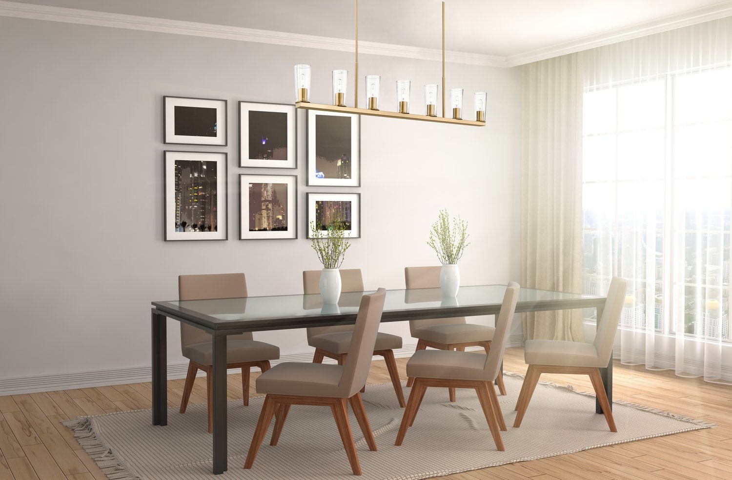 Z-LITE, TITUS LINEAR CHANDELIER, LINEAR LIGHT