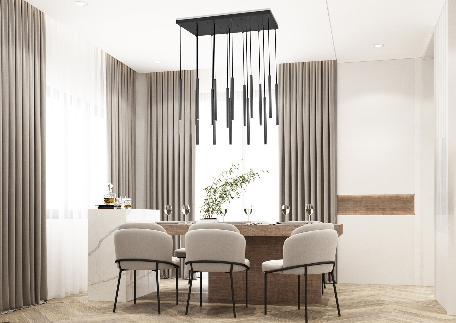 Z-LITE, FOREST LINEAR CHANDELIER, LINEAR LIGHT