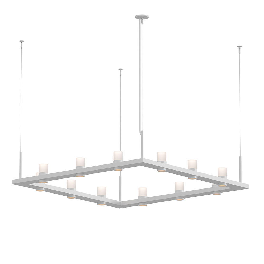 4&#39; Square LED Pendant with Etched Cylinder Uplight Trim