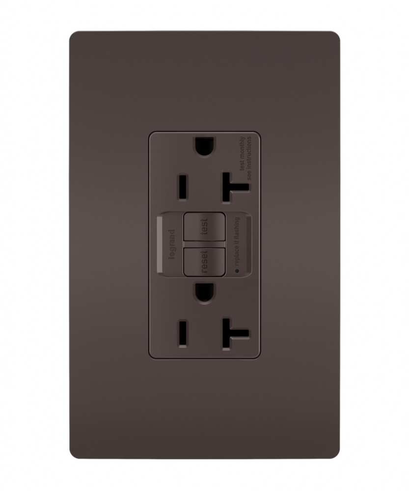 radiant? 20A Duplex Self-Test GFCI Receptacles with SafeLock? Protection, Brown (12 pack)