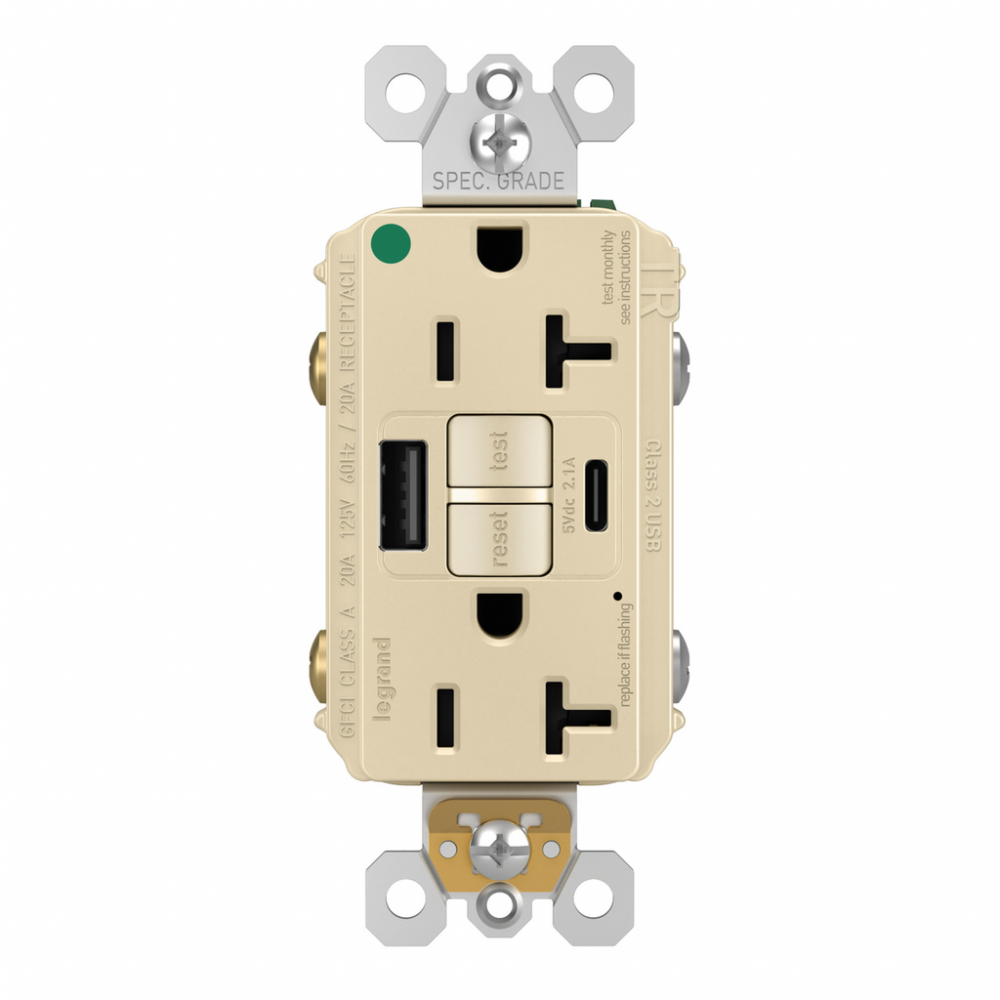 radiant? Hospital Grade Tamper-Resistant 20A Duplex Self-Test GFCI Receptacles with SafeLock?