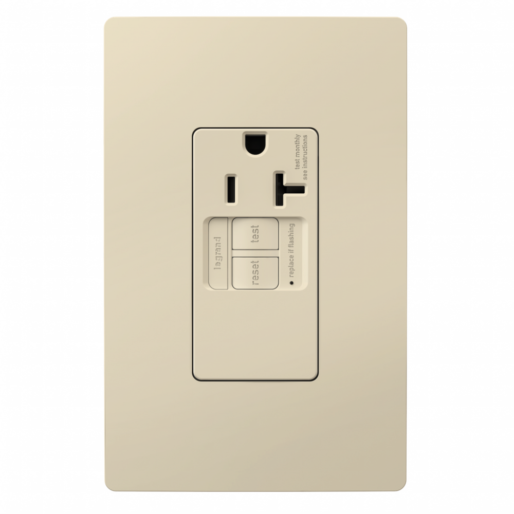 radiant? Tamper-Resistant 20A Simplex Self-Test GFCI Receptacles with SafeLock? Protection, Light