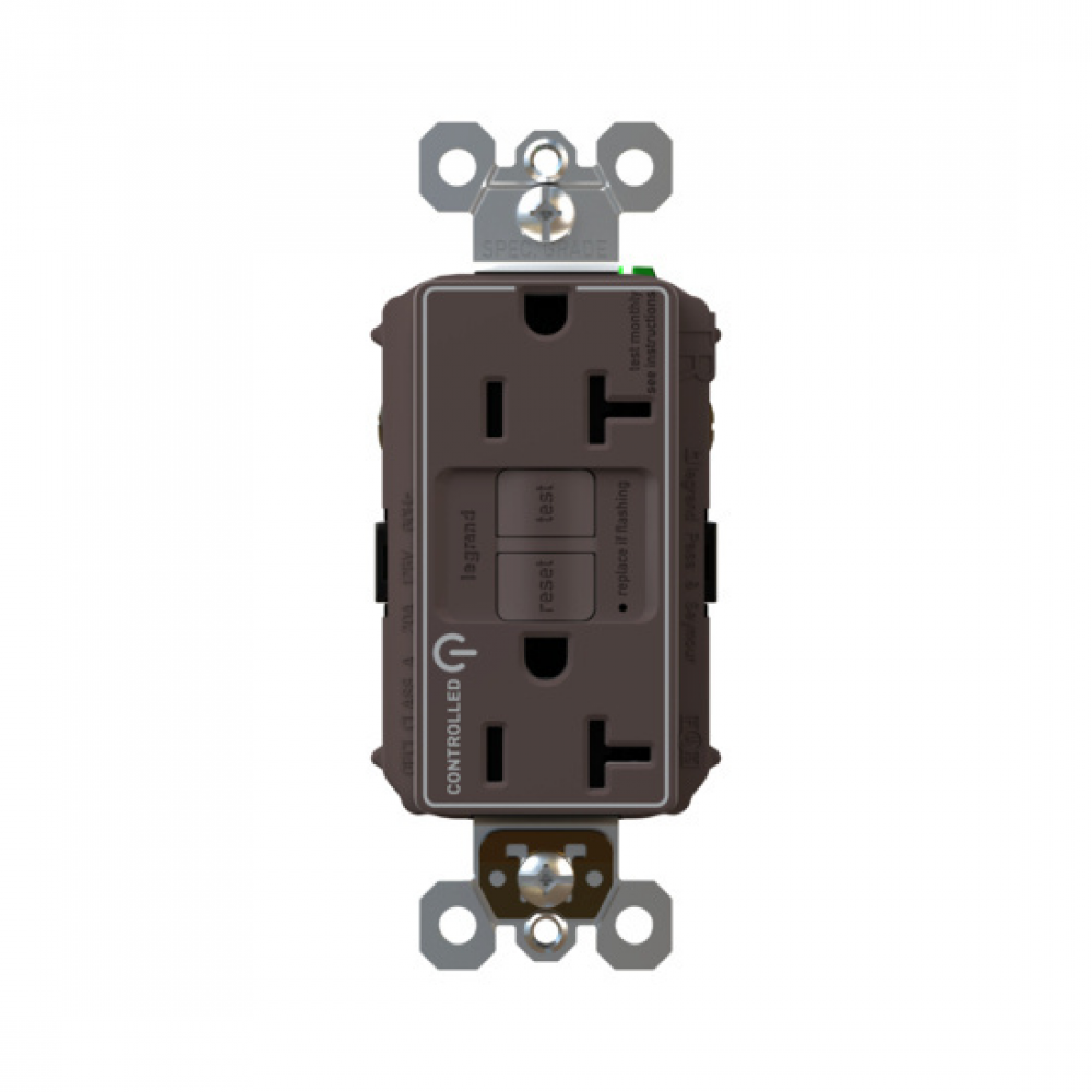 radiant? Tamper-Resistant and Dual Controlled 20A Duplex Self-Test GFCI Receptacles with SafeLock?