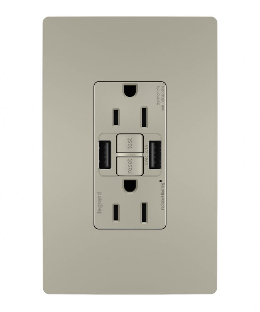 SELF-TEST GFCI RECEP TR 15A W/ USB AA NI