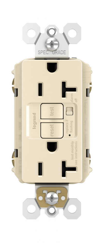 Specification Grade Tamper-Resistant 20A Duplex Self-Test GFCI Receptacle with Audible Alarm, Light