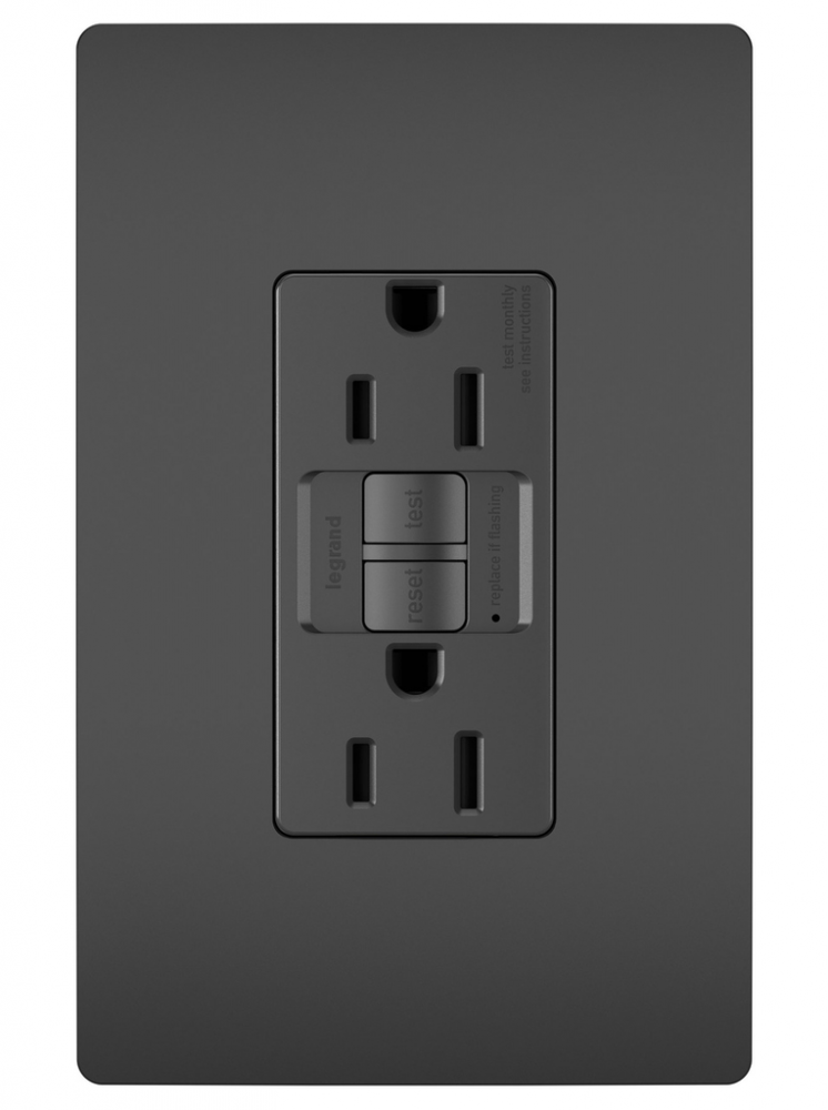 radiant? Tamper-Resistant 15A Duplex Self-Test GFCI Receptacles with SafeLock? Protection, Black (4 pack)