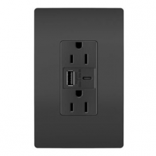 Legrand Radiant CA R26USBAC6BKCCV4 - radiant? 15A Tamper-Resistant Ultra-Fast USB Type A/C Outlet, Black