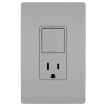 Legrand Radiant CA RCD38TRGRYCC6 - radiant? Single Pole/3-Way Switch with 15A Tamper-Resistant Outlet, Gray