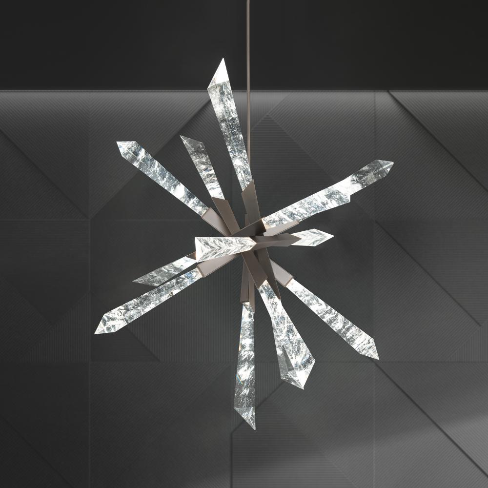 Solitude 36in LED 3000K/3500K/4000K 120V-277V Pendant in Aged Brass with Optic Haze Quartz